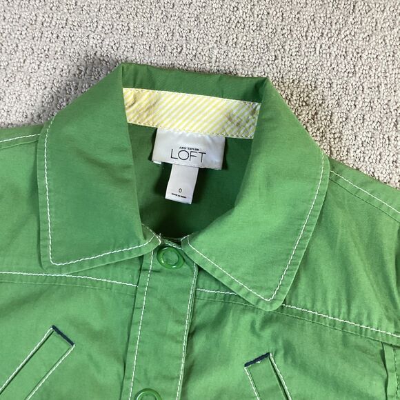 LOFT Green Lightweight Cotton Jacket with Tie Waist Size Medium - Picture 5 of 7